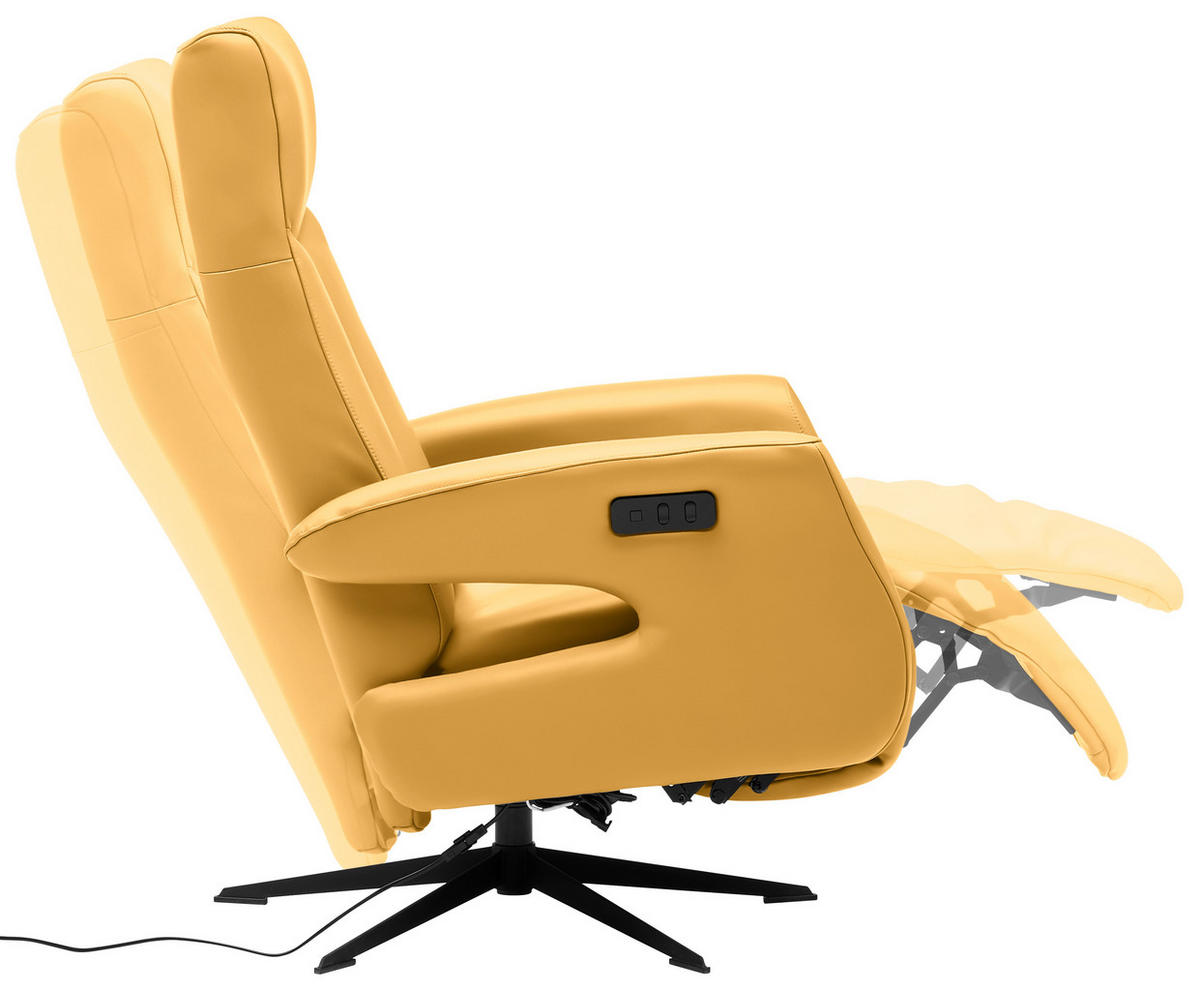 RELAXSESSEL in Leder Gelb  - Gelb/Schwarz, Design, Leder/Metall (74/105/82cm) - Welnova
