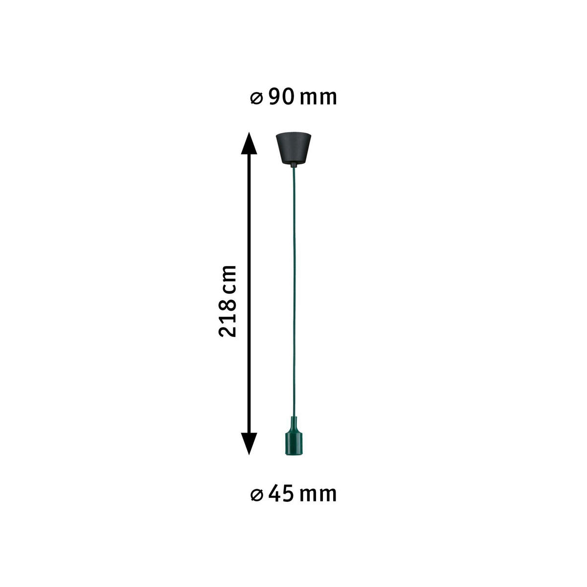 HÄNGELEUCHTE 9,0/218 cm  - Schwarz/Grün, Basics, Kunststoff/Textil (9,0/218cm) - Paulmann