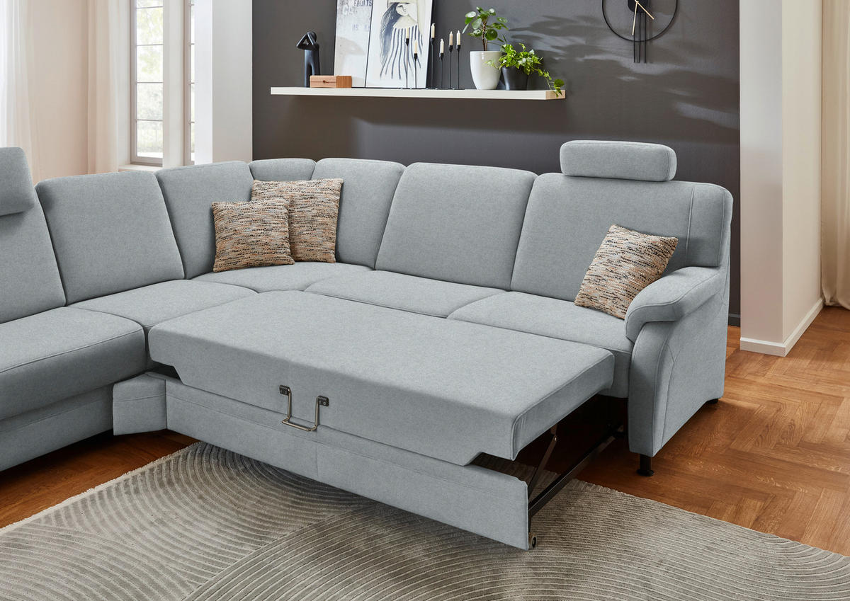 ECKSOFA  in Flachgewebe Grau  287/269 cm  - Schwarz/Grau, KONVENTIONELL, Textil/Metall (287/269cm) - Beldomo System