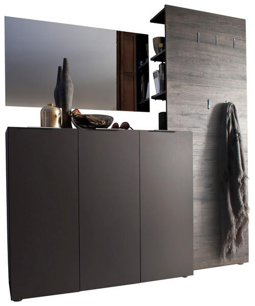GARDEROBE 3-teilig  in 175/190/39 cm  - Wengefarben/Anthrazit, Design, Holzwerkstoff (175/190/39cm) - Carryhome