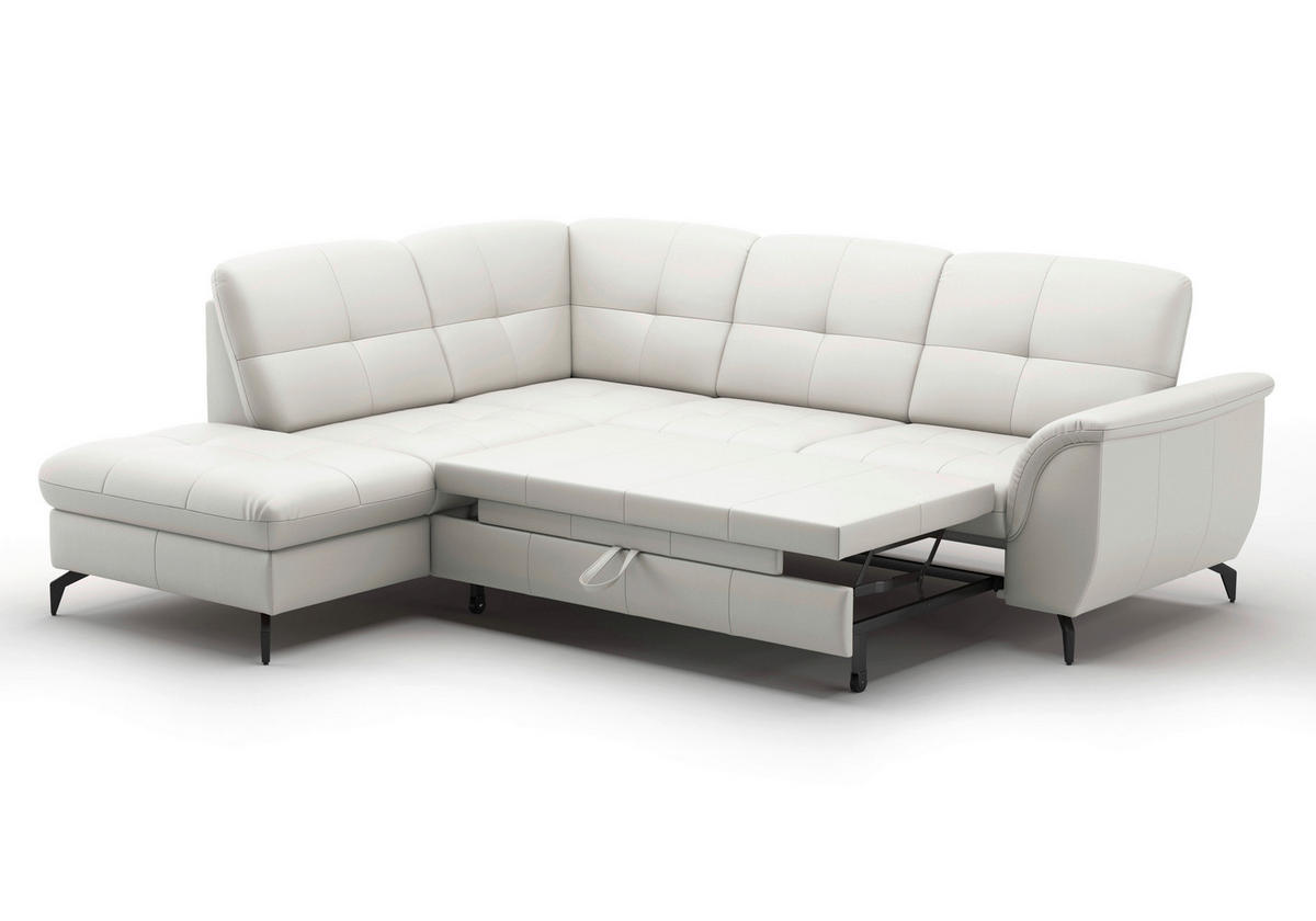 ECKSOFA ZORA E Weiß Echtleder  - Schwarz/Weiß, MODERN, Leder/Metall (212/244cm) - Sit & More