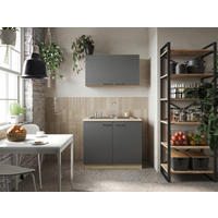 MINIKÖK 100 cm   i ekfärgad, grå  - silver/grå, Basics, metall/trämaterial (100cm) - Respekta