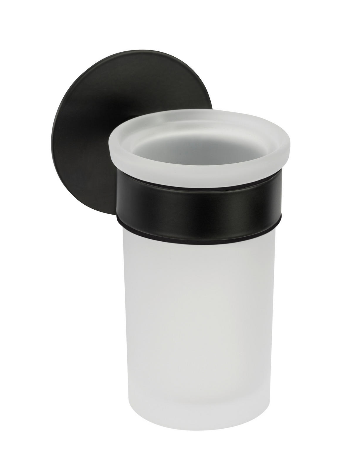ZAHNPUTZBECHER MELETO  - Schwarz/Weiß, KONVENTIONELL, Glas/Metall (7/12/10cm) - Schöner Wohnen