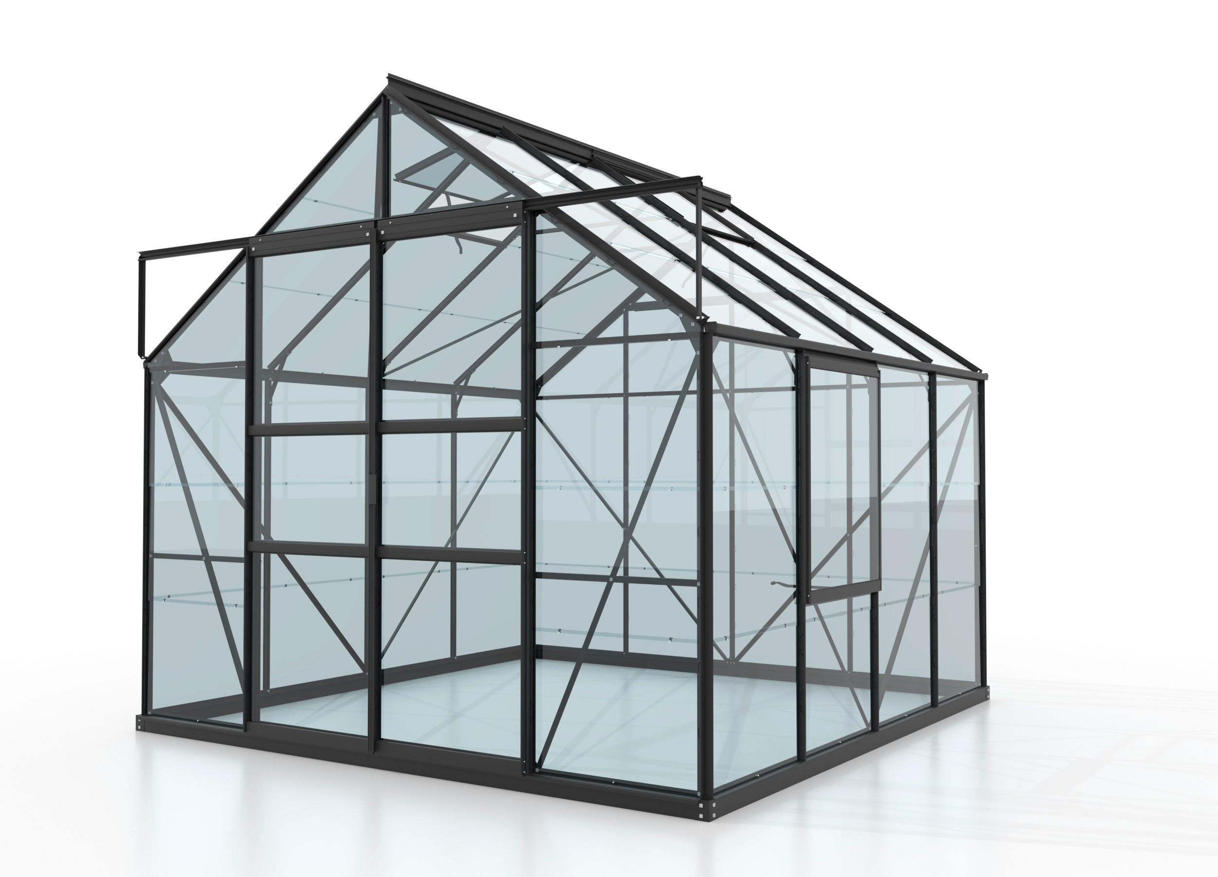 GEWÄCHSHAUSBAUSATZ - Schwarz, Basics, Glas/Metall (257/231,8/258cm)