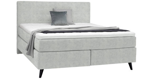 BOXSPRINGBETT 180/200 cm in Hellgrau - Hellgrau/Schwarz, KONVENTIONELL, Holz/Textil (180/200cm) - Voleo