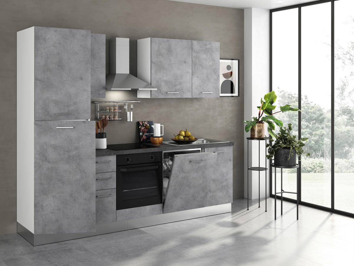 KÜCHENBLOCK 255 cm   in Hellgrau  - Dunkelgrau/Hellgrau, MODERN, Holzwerkstoff/Kunststoff (255cm) - MID.YOU