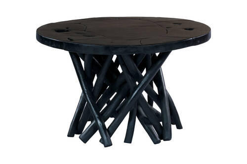 SIDOBORD i trä 60/60/40 cm  - svart, Natur, trä (60/60/40cm) - Kayoom