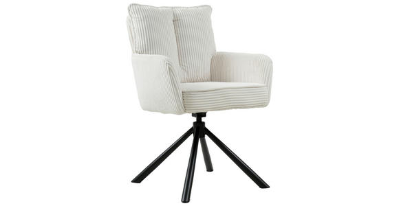 ARMLEHNSTUHL in Eisen Cord - Creme/Schwarz, Design, Textil/Metall (61/90/67cm) - Carryhome