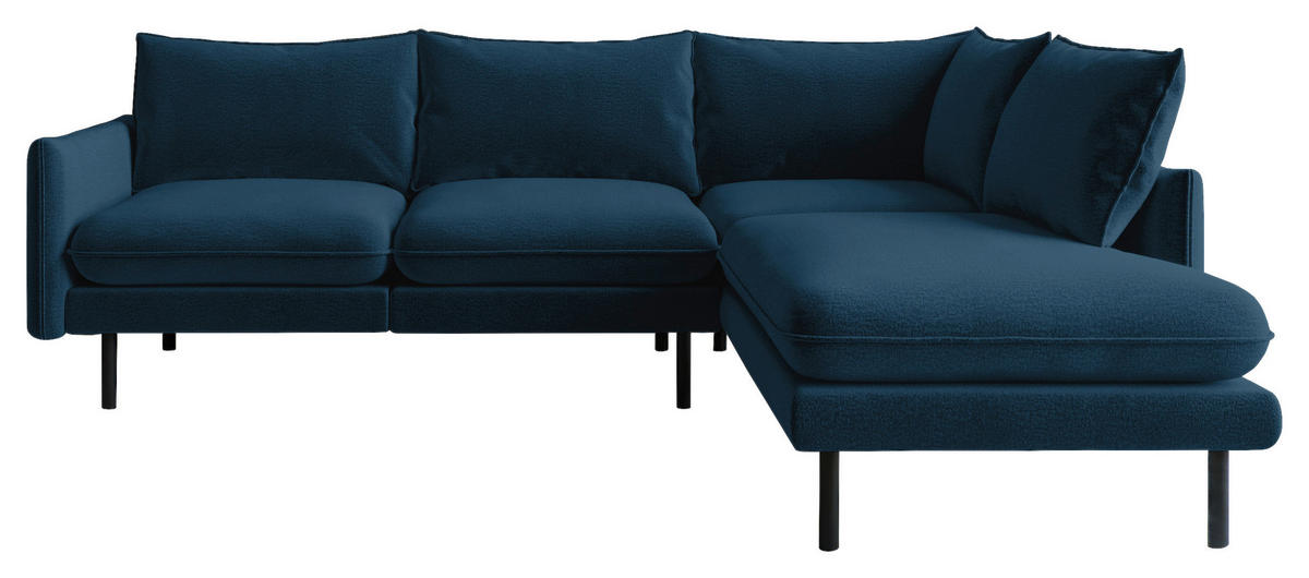 ECKSOFA in Flachgewebe Blau  - Blau/Schwarz, Design, Textil (267/204cm) - Livetastic