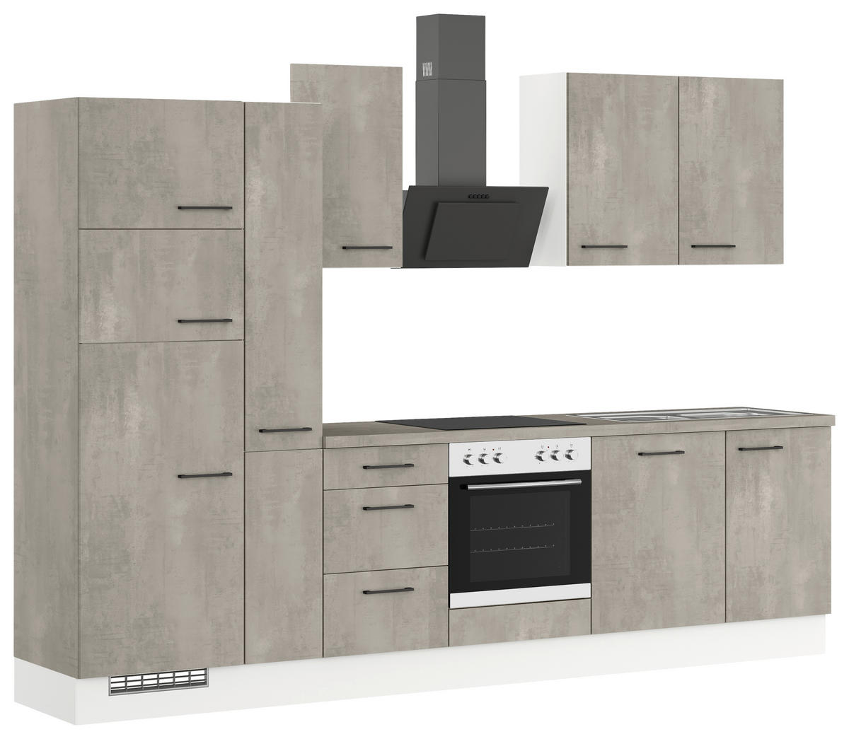 KÜCHENLEERBLOCK 310 cm   in Grau  - Schwarz/Weiß, Design, Holzwerkstoff/Metall (310cm) - Impuls