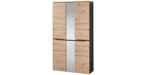 GARDEROBENSCHRANK 105/192/38 cm  - Graphitfarben/Eiche Artisan, Design, Glas/Holzwerkstoff (105/192/38cm) - Voleo