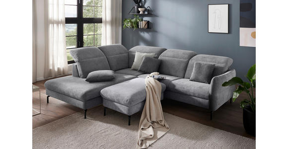 ECKSOFA in Flachgewebe Grau  - Schwarz/Grau, Design, Textil/Metall (299/233cm) - Dieter Knoll