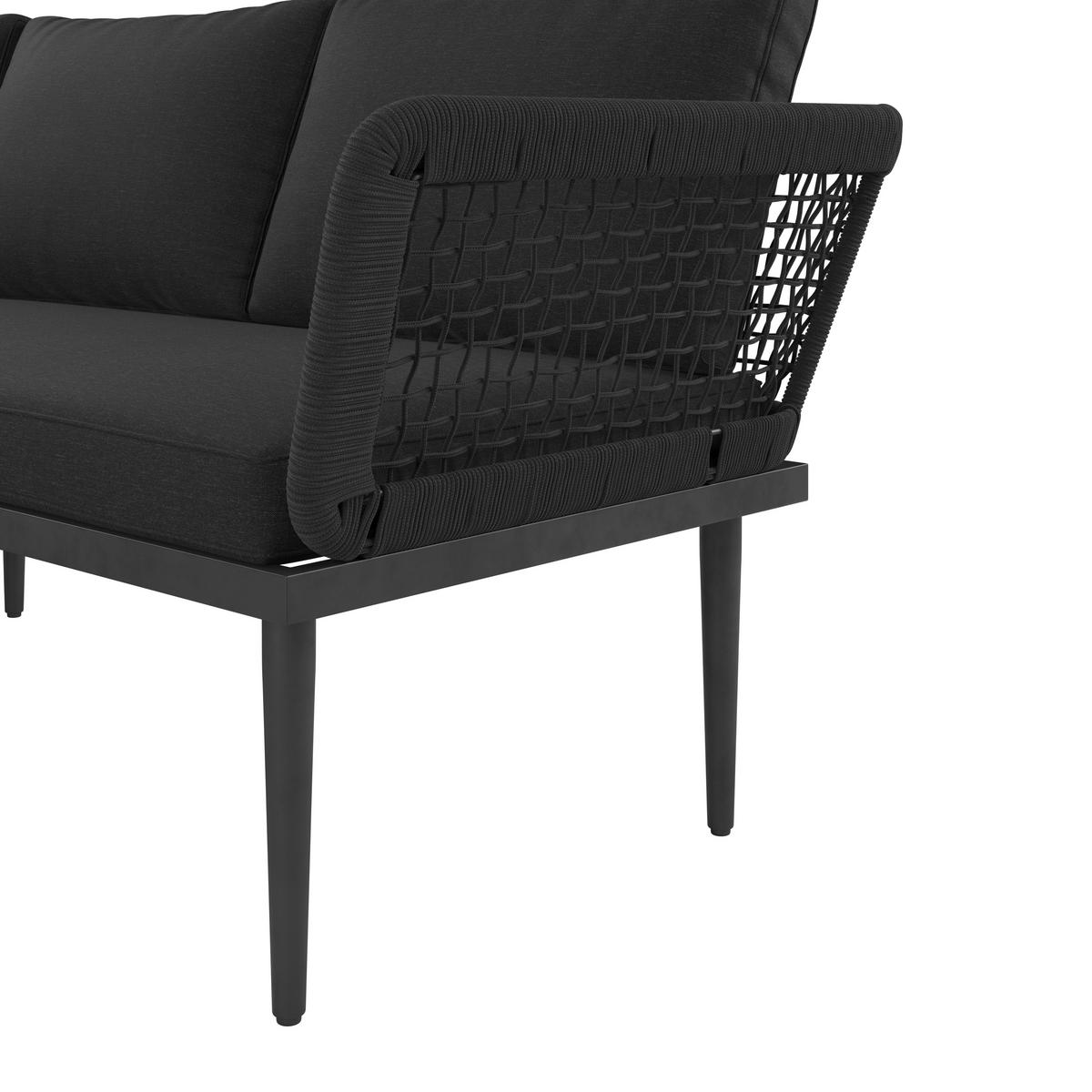 LOUNGEGARNITUR  185/146,5 cm  Akazie vollmassiv Carbonstahl  - Schwarz/Akaziefarben, MODERN, Glas/Holz (185/146,5cm) - Beldano