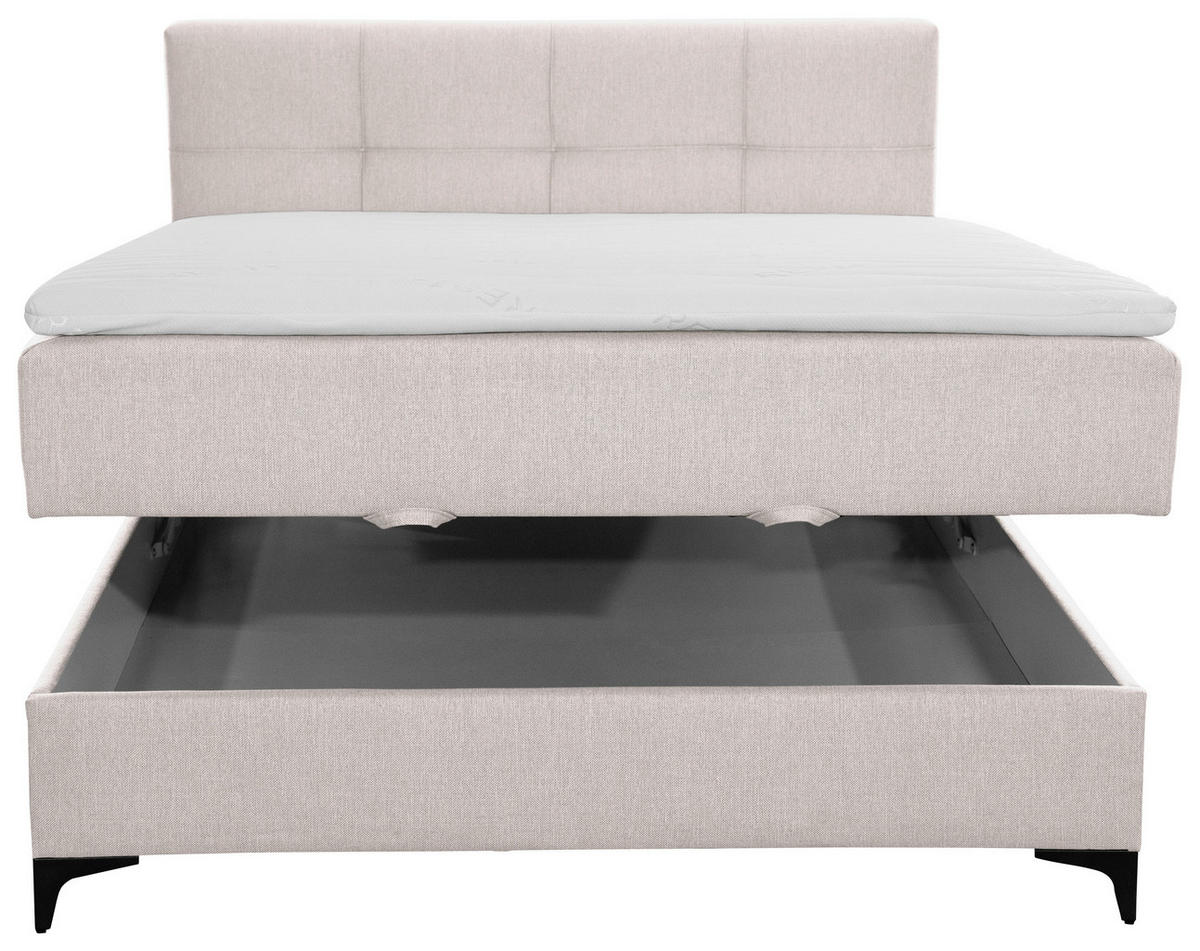 POLSTERBETT Bettkasten, Topper 140/200 cm  in Beige  - Beige/Schwarz, KONVENTIONELL, Textil/Metall (140/200cm) - MID.YOU