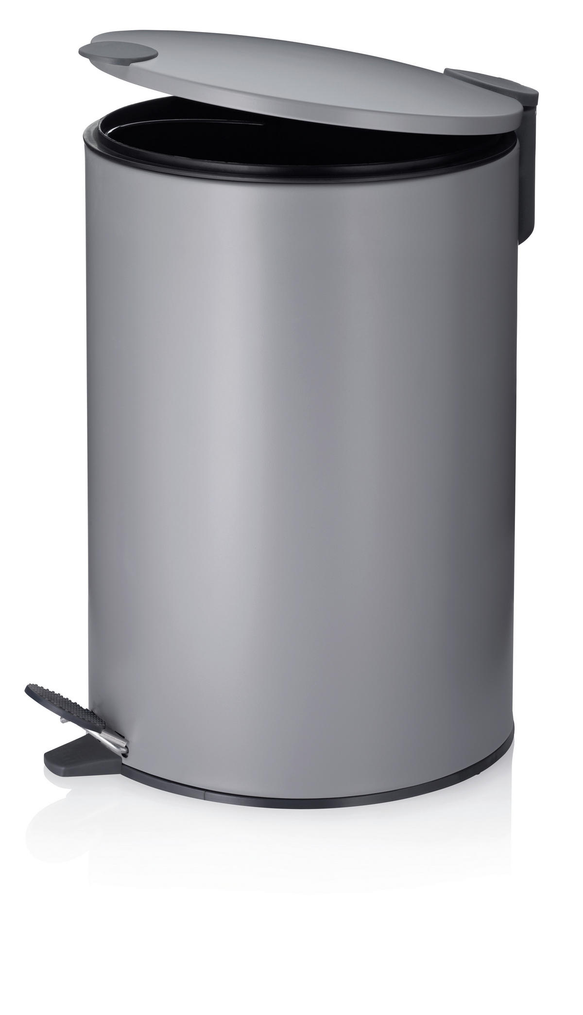 TRETEIMER 12 l  Metall  - Hellgrau/Schwarz, Basics, Kunststoff/Metall (25/38cm) - Kela