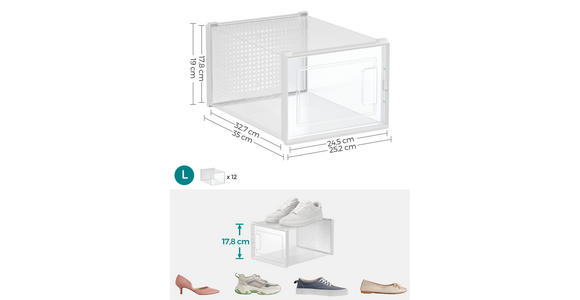 SCHUHBOX - Transparent/Weiß, Trend, Kunststoff (35/19/25,2cm) - Boxxx