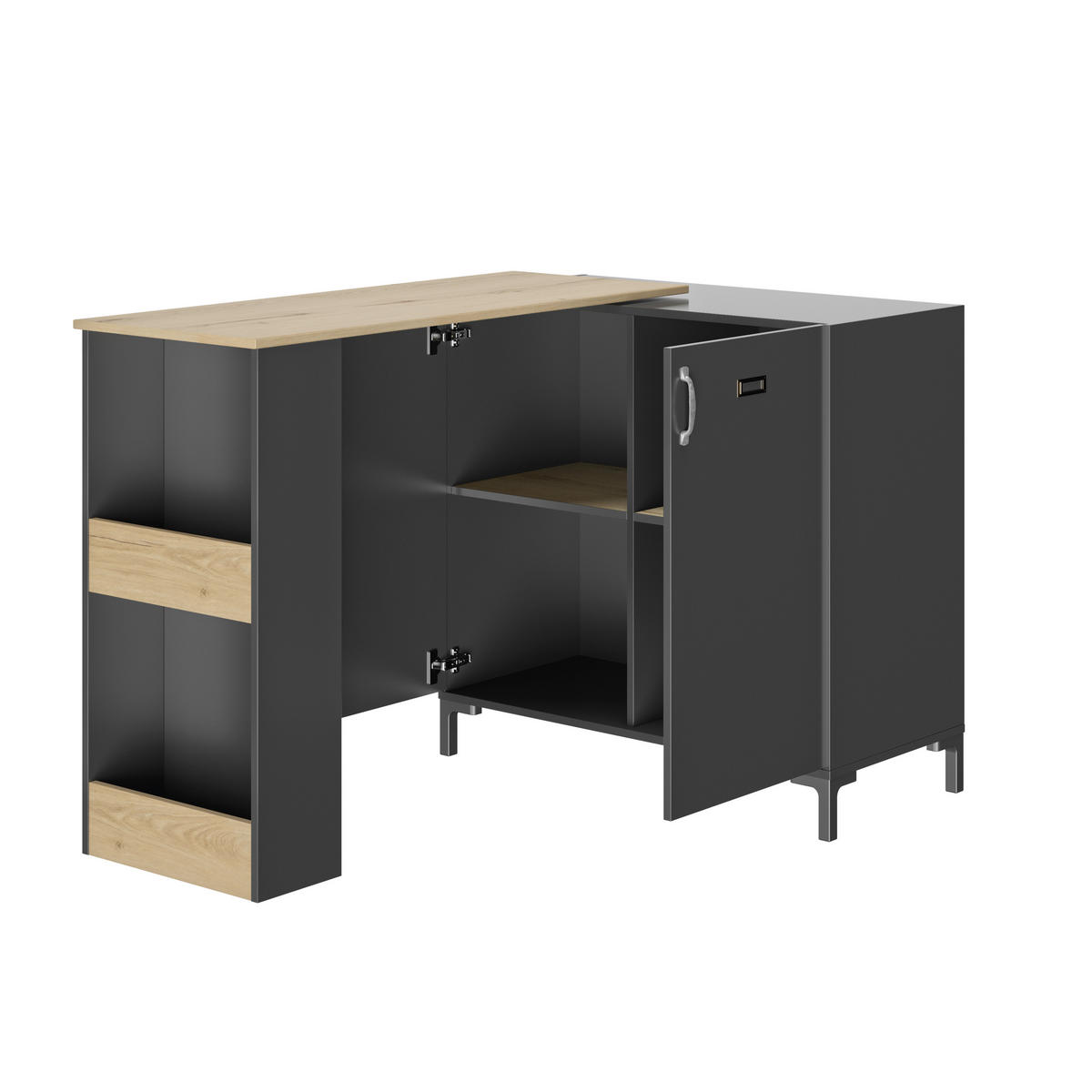 BARTISCH rechteckig Schwarz  - Schwarz, Trend, Holzwerkstoff (115/93/45cm) - MID.YOU