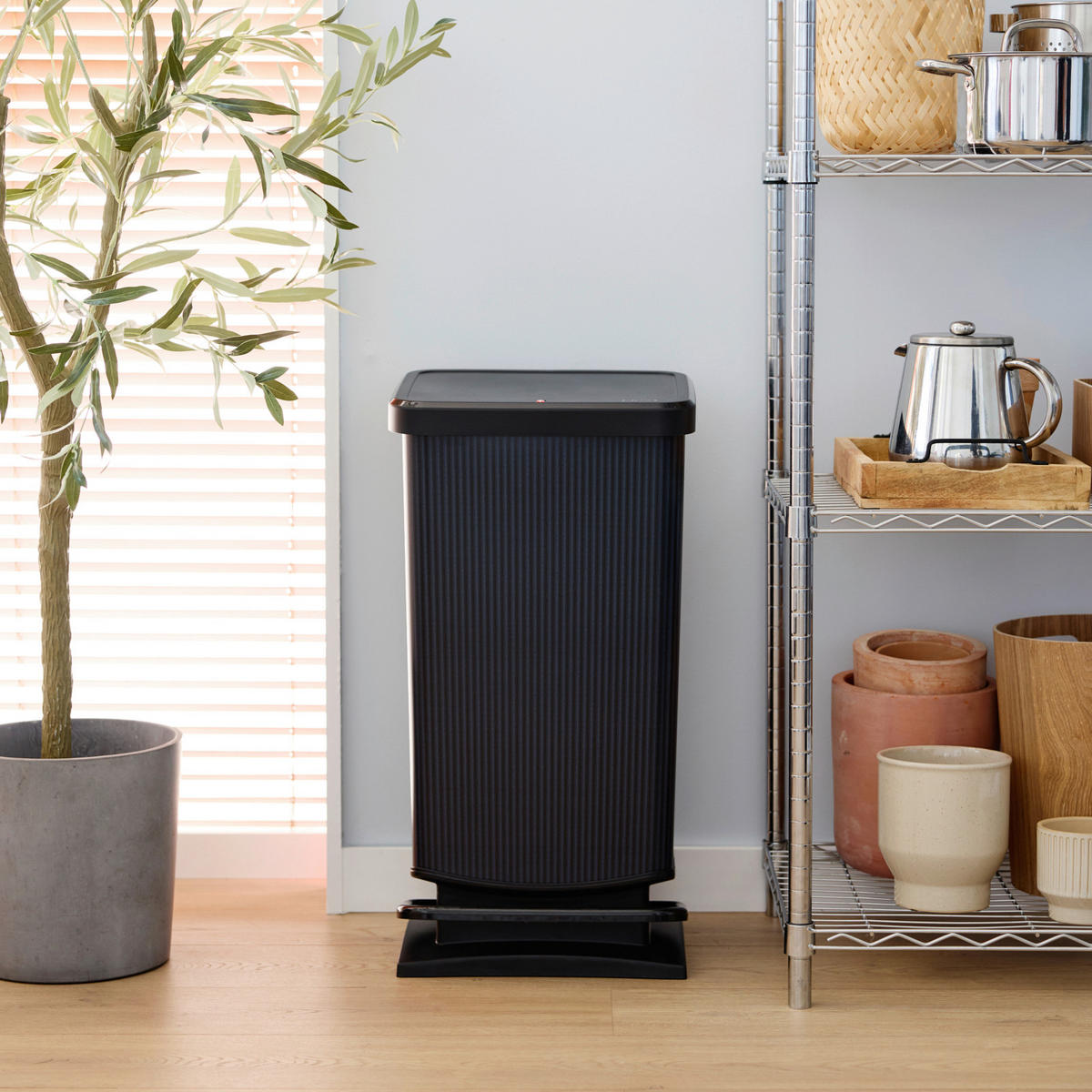 ABFALLEIMER Paso 40 L  - Graphitfarben/Schwarz, KONVENTIONELL, Kunststoff (35,3/29,5/67,6cm) - Rotho