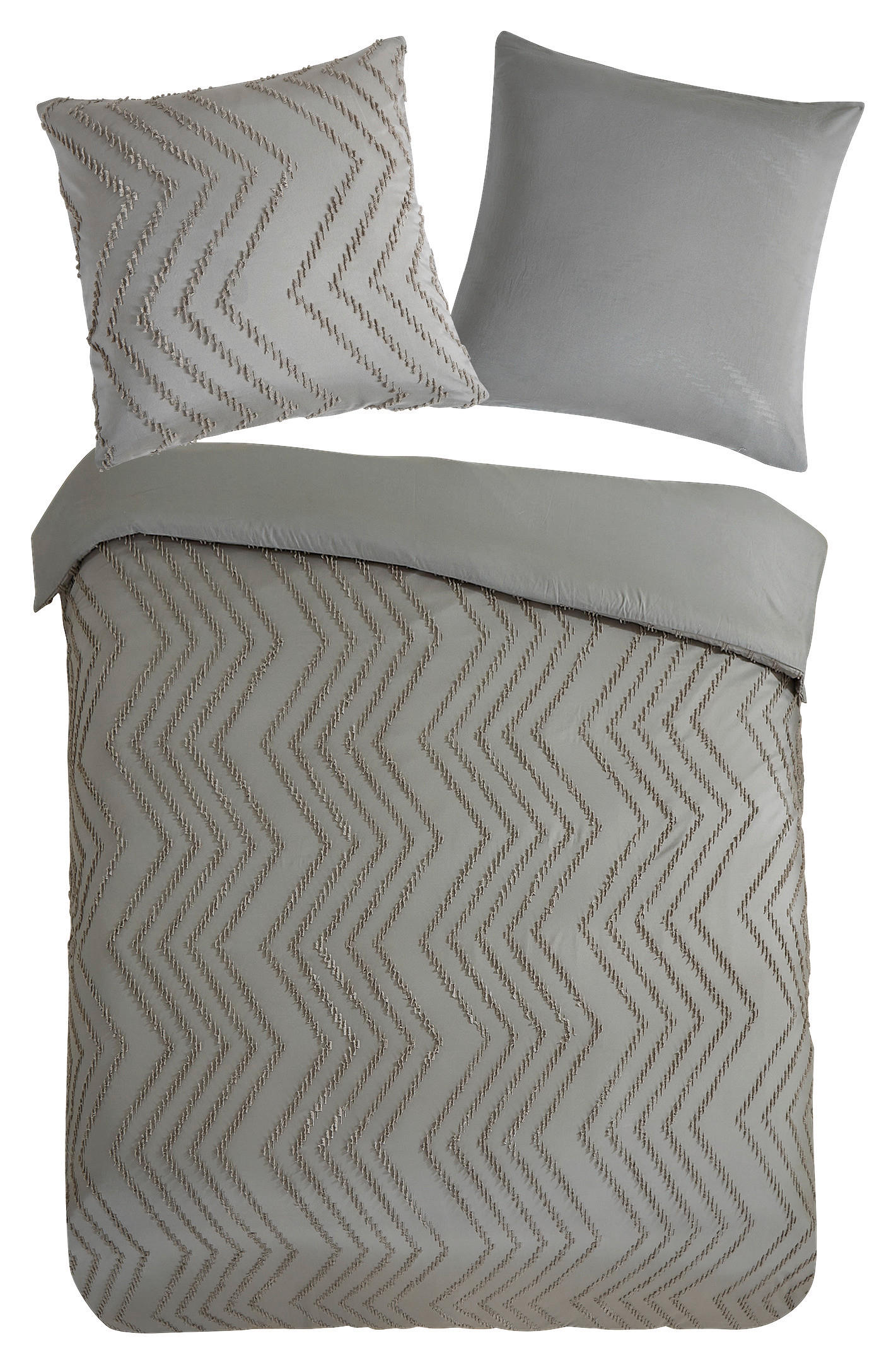BETTWÄSCHE Zigzag Mikrofaser 135/200 cm  - Grau, Basics, Textil (135/200cm)