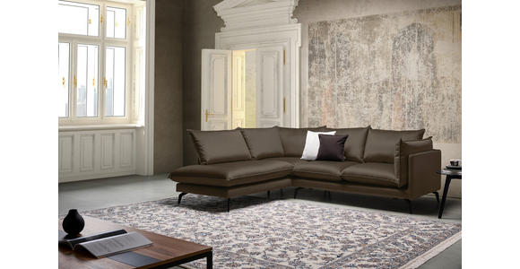 ECKSOFA Braun Samt Rückenkissen, Rücken echt  - Schwarz/Braun, Design, Textil/Metall (200/241cm) - Carryhome