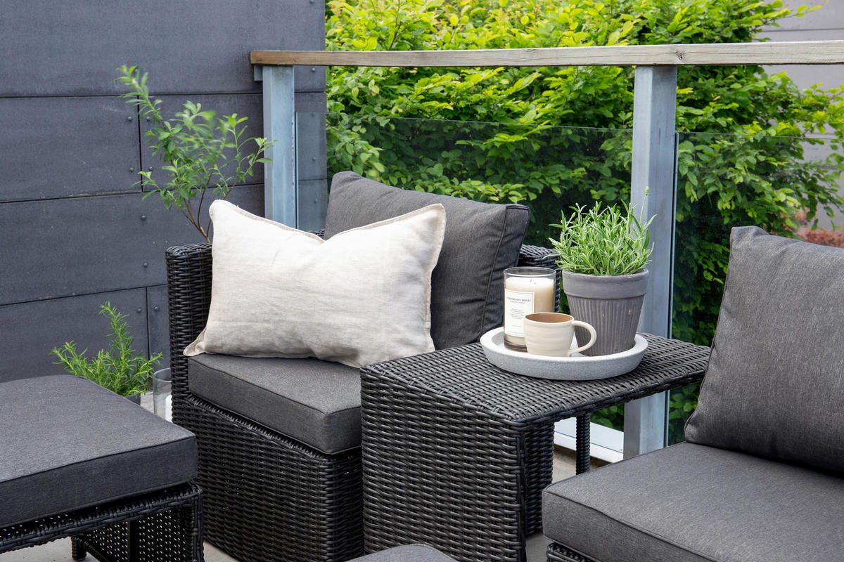GARTENSET Stahl  - Schwarz/Grau, KONVENTIONELL, Kunststoff/Metall - Gardenson