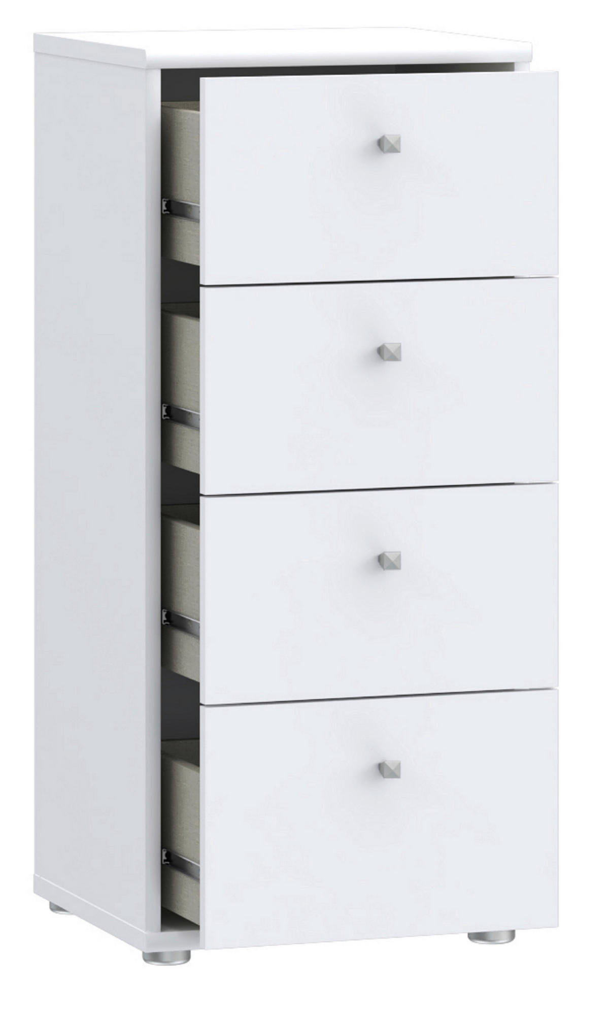 KOMMODE  in 38,6/85,5/34,8 cm  - Alufarben/Weiß, Design, Holzwerkstoff (38,6/85,5/34,8cm)