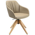 ARMLEHNSTUHL  in Echtleder pigmentiert  - Eichefarben/Beige, Design, Leder/Holz (58/82,5-85,2/60cm) - Johann Jakob