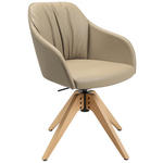 ARMLEHNSTUHL  in Echtleder pigmentiert  - Eichefarben/Beige, Design, Leder/Holz (58/82,5-85,2/60cm) - Johann Jakob