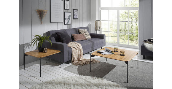 COUCHTISCH Eiche massiv 60/60/38 cm quadratisch Schwarz, Eichefarben  - Eichefarben/Schwarz, Design, Holz/Metall (60/60/38cm) - Linea Natura
