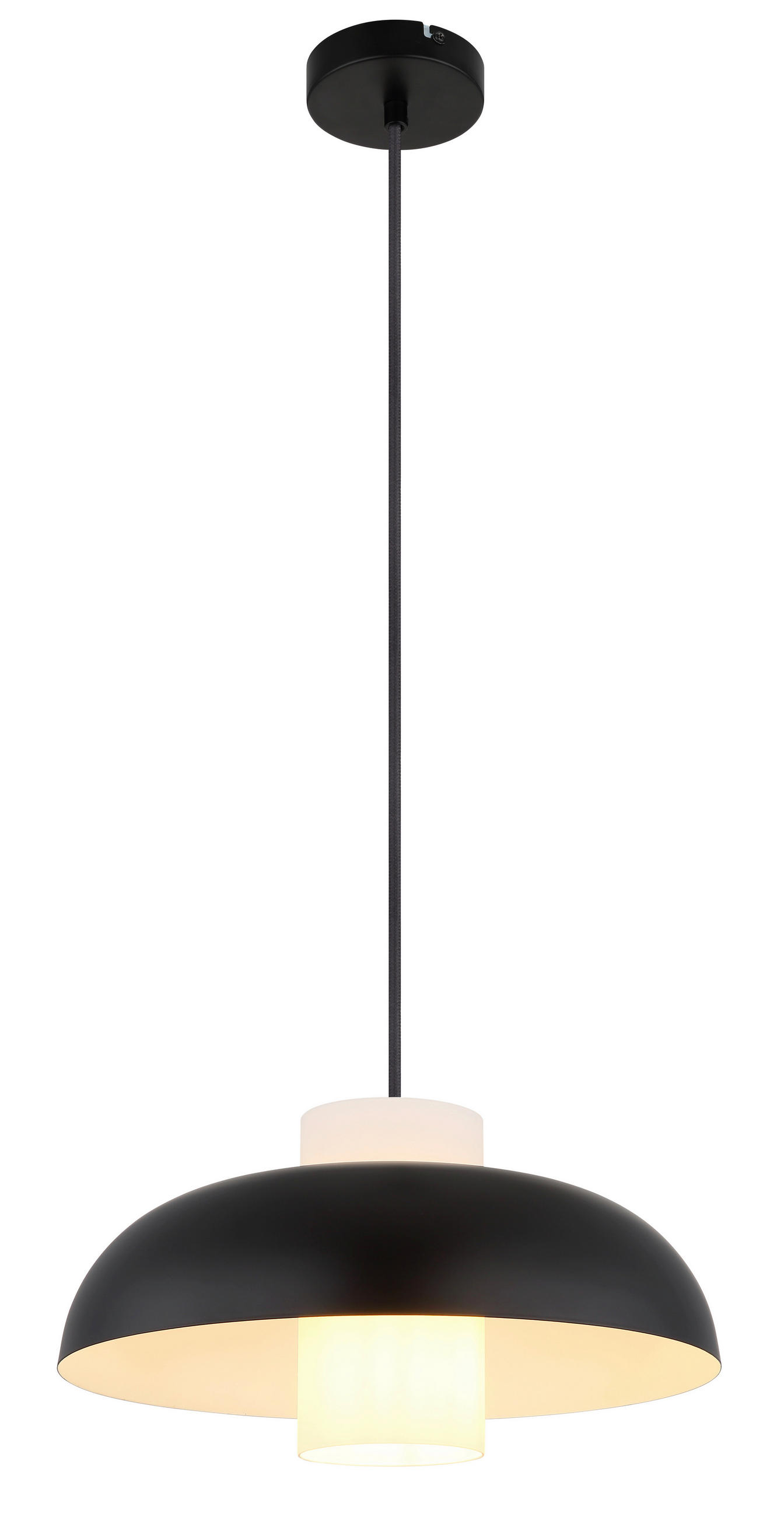 HÄNGLAMPA LOWE 38/120 cm  - vit/svart, Trend, metall/glas (38/120cm) - Globo