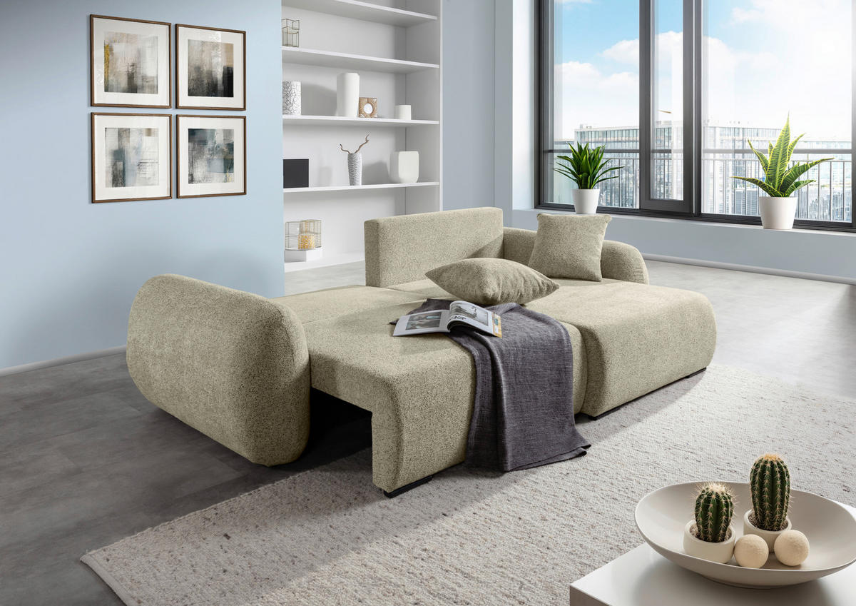 ECKSOFA Mintgrün Flachgewebe Zierkissen, Rückenkissen, Bettkasten, Schlaffunktion, Rücken echt, Liegefläche im Originalstoff  - Schwarz/Mintgrün, KONVENTIONELL, Kunststoff/Textil (250/145cm) - Carryhome