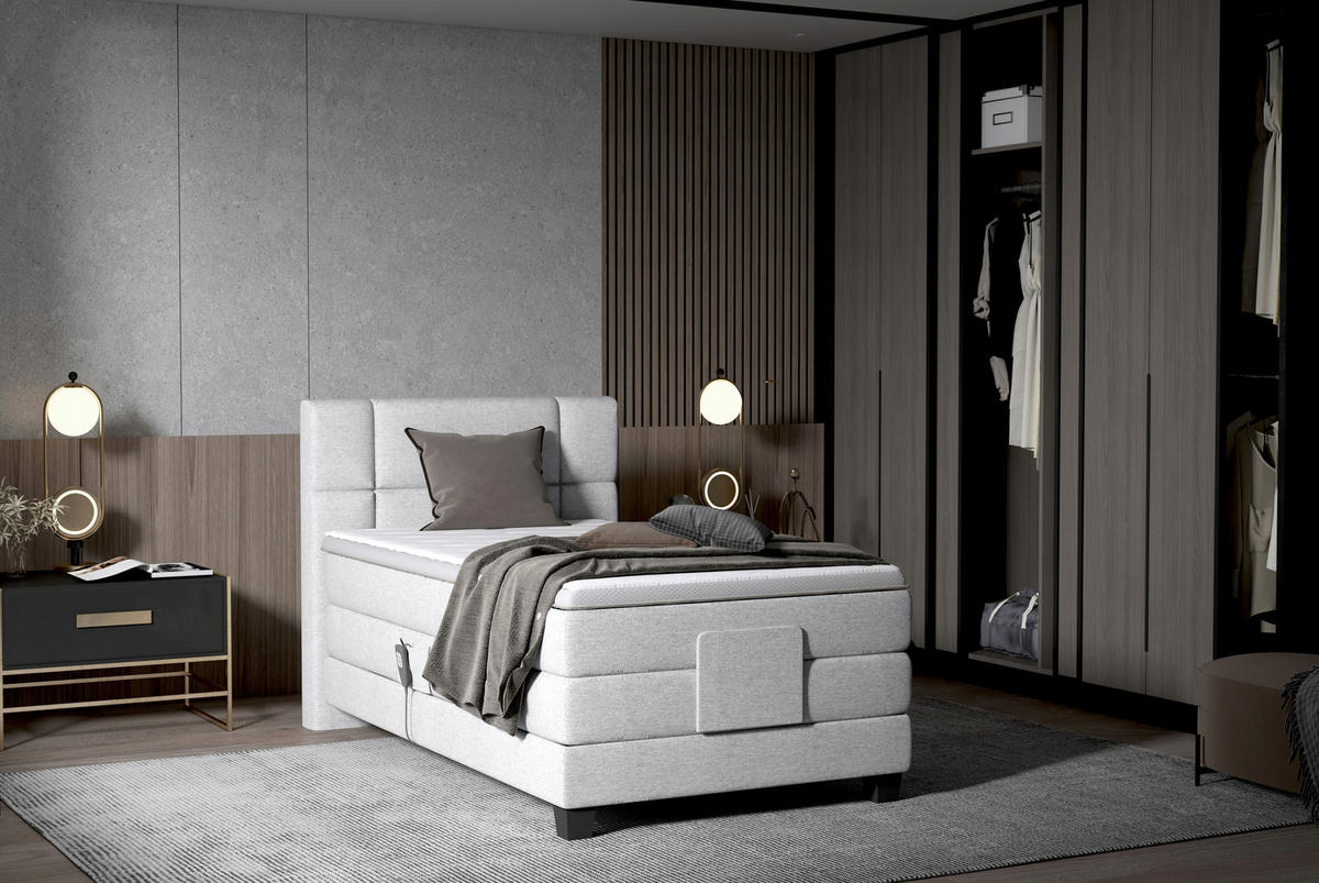 BOXSPRINGBETT 90/200 cm  in Seidengrau  - Seidengrau/Schwarz, KONVENTIONELL, Holz/Kunststoff (90/200cm) - Esposa