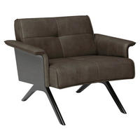 SESSEL in Echtleder Graubraun  - Graubraun/Schwarz, Design, Leder/Holz (96/74/83cm) - Joop!