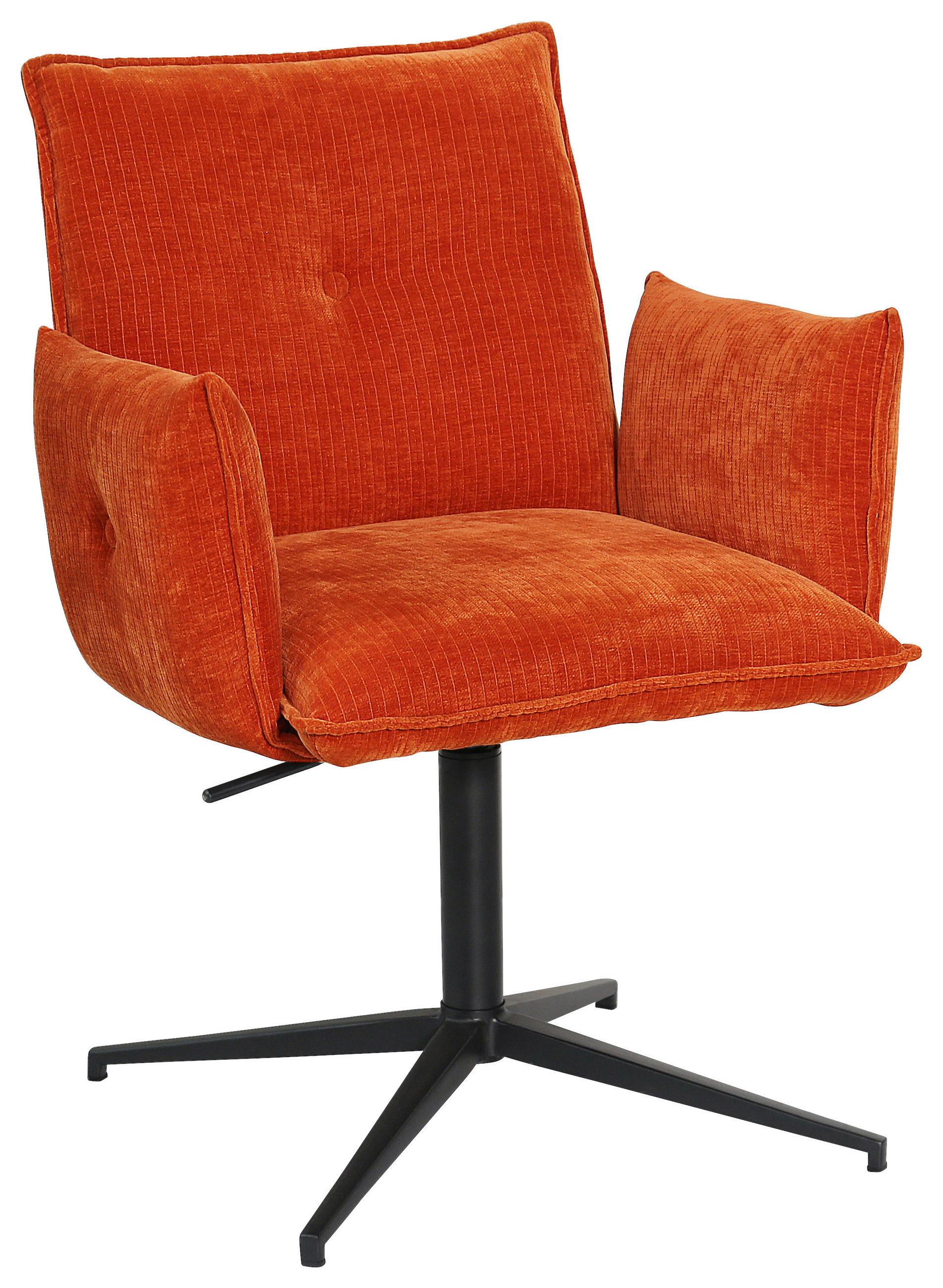 ARMLEHNSTUHL  Sitzfläche 360° drehbar, automatische Rückholfunktion Samt  Orange, Schwarz  - Schwarz/Orange, Design, Textil/Metall (63/63,5/86cm) - Novel