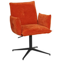 ARMLEHNSTUHL  Sitzfläche 360° drehbar, automatische Rückholfunktion Samt  Orange, Schwarz  - Schwarz/Orange, Design, Textil/Metall (63/63,5/86cm) - Novel