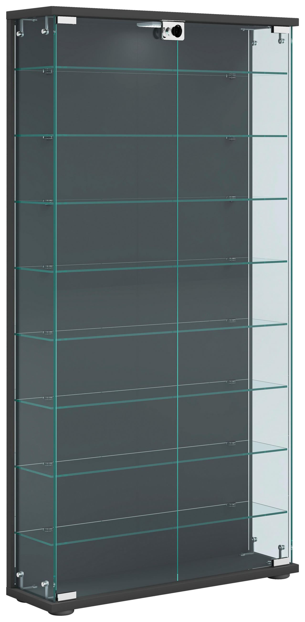 VITRINSKÅP  i antracit  - svart/antracit, Design, trämaterial/glas (59/114/17cm) - MID.YOU