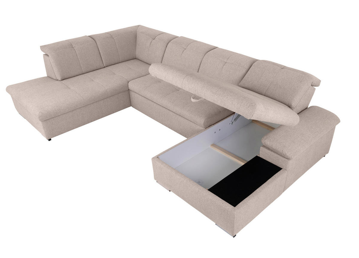 WOHNLANDSCHAFT in Beige  - Beige/Grau, Design, Textil/Metall (215/328/173cm) - MID.YOU