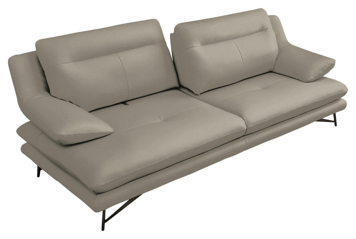 2,5-SITZER in Leder Cappuccino  - Schwarz/Cappuccino, Design, Leder/Metall (195/90/109cm)