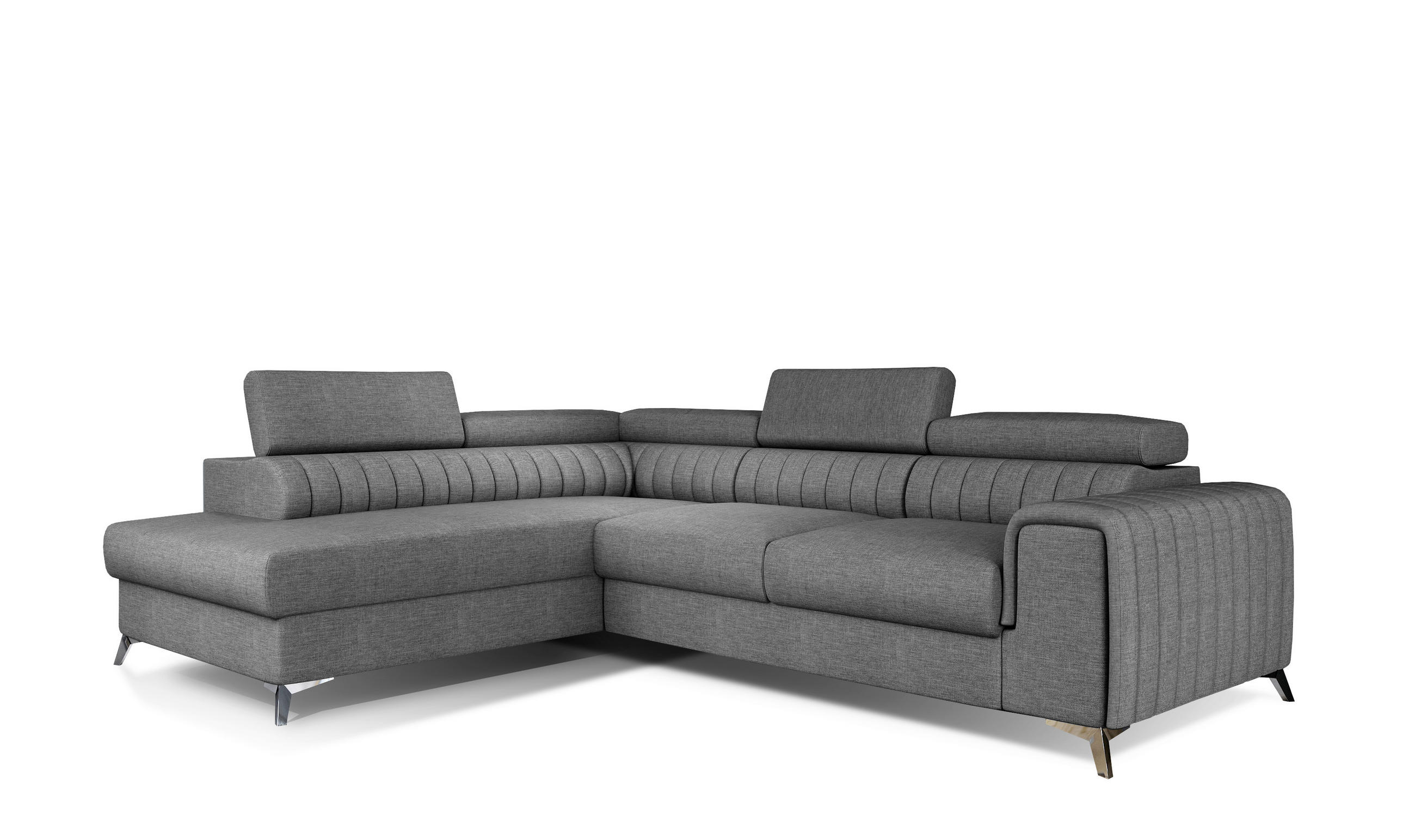 ECKSOFA in Webstoff Grau  205/278 cm  - Silberfarben/Grau, Design, Textil/Metall (205/278cm) - MID.YOU