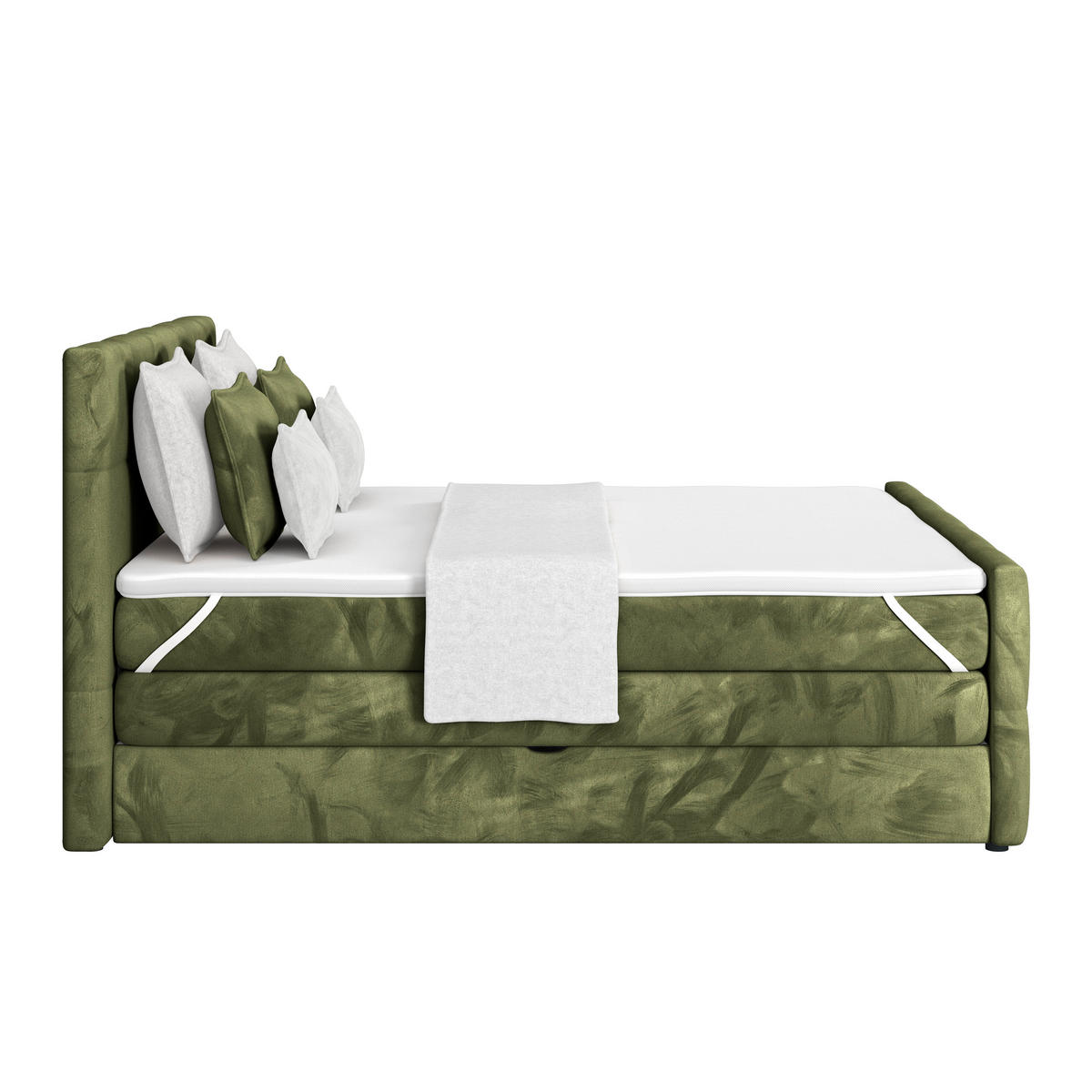 BOXSPRINGBETT 180/200 cm,  in Dunkelgrün, gepolstertes Kopfteil, Bettkasten, Topper, Matratzen, H4 + H4 = sehr fest  - Dunkelgrün, KONVENTIONELL, Holz/Holzwerkstoff (180/200cm) - Luca Bessoni