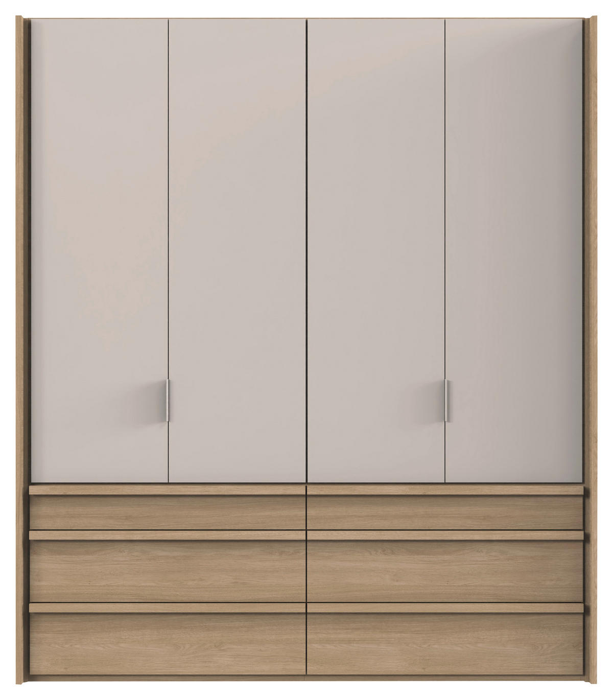 KLEIDERSCHRANK Eichefarben, Kaschmir  - Kaschmir/Eichefarben, Design, Holzwerkstoff (200/236/58cm) - Ti'me