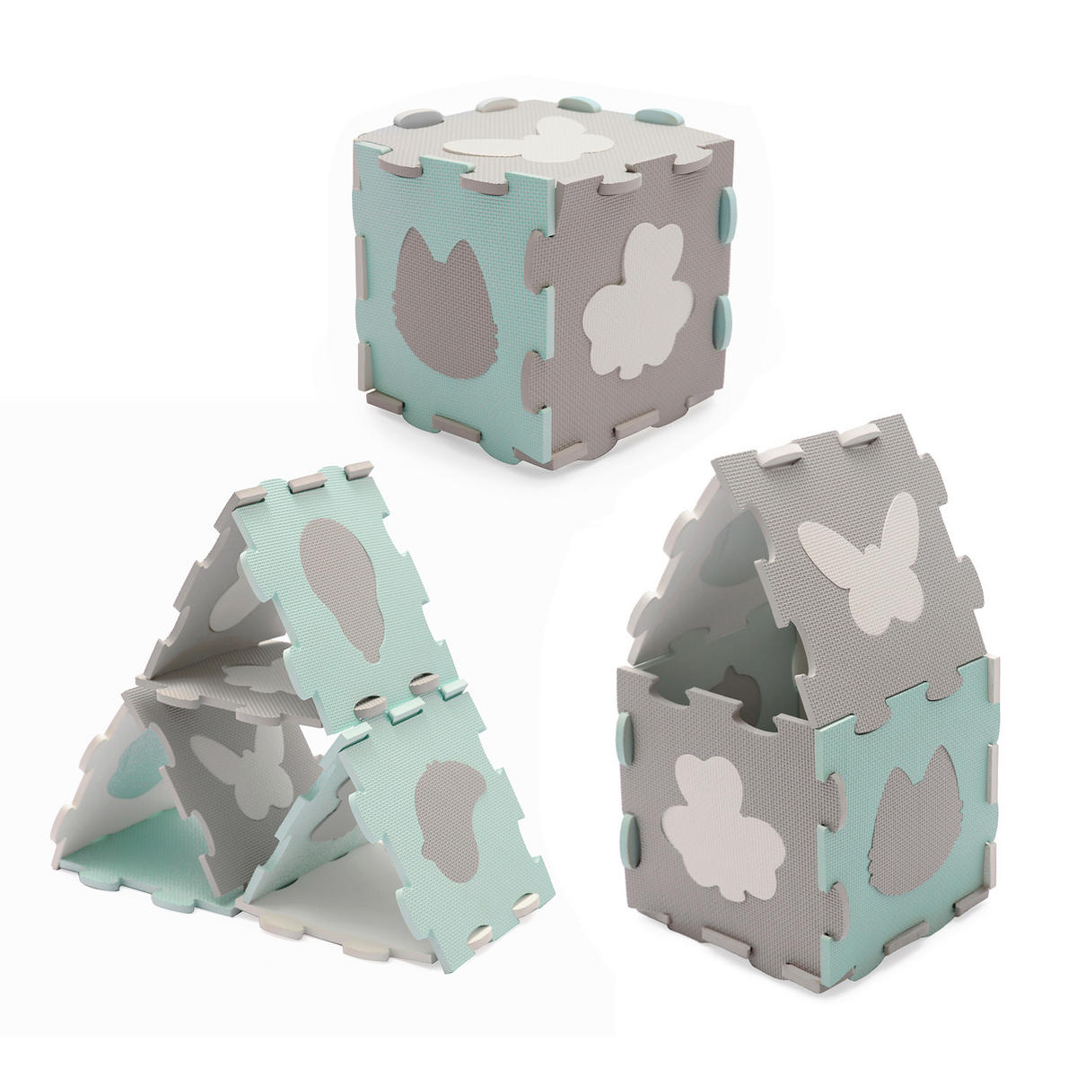 PUZZLEMATTE Luno Shapes  - Weiß/Grau, Basics (165/1.2/185cm) - Kinderkraft