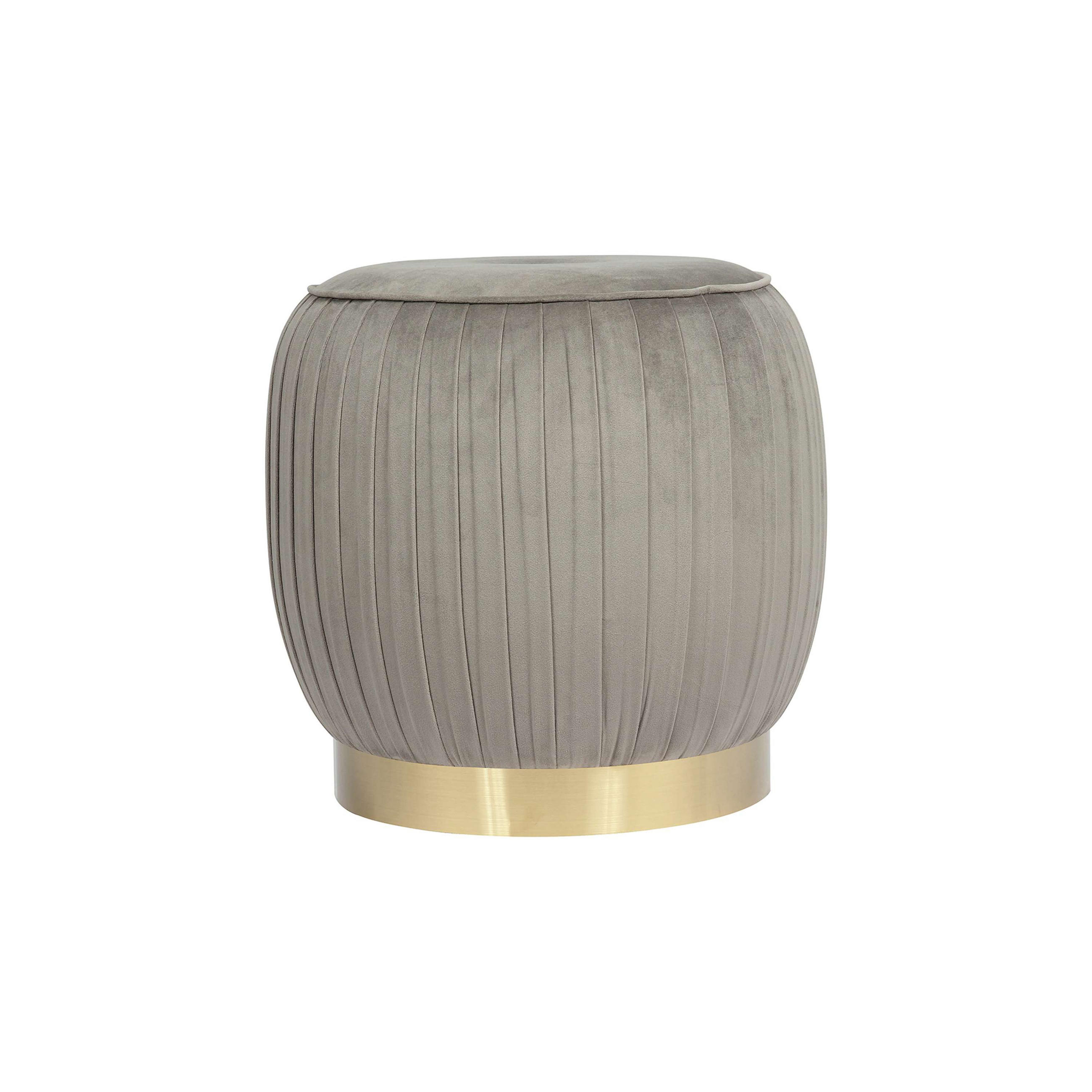 HOCKER Samt Grau  - Goldfarben/Grau, Design, Textil/Metall (43/42cm) - Kayoom