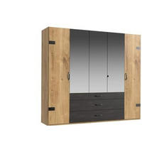 DREHTÜRENSCHRANK in Graphitfarben, Eichefarben  - Eichefarben/Graphitfarben, Basics, Holzwerkstoff/Metall (250/216/58cm) - MID.YOU