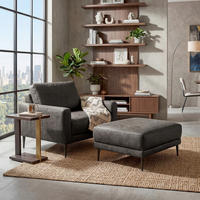 SESSEL 88/85/92 cm  in Lederlook Echtleder Dunkelgrau  - Dunkelgrau/Schwarzchrom, Design, Leder/Textil (88/85/92cm) - Livetastic
