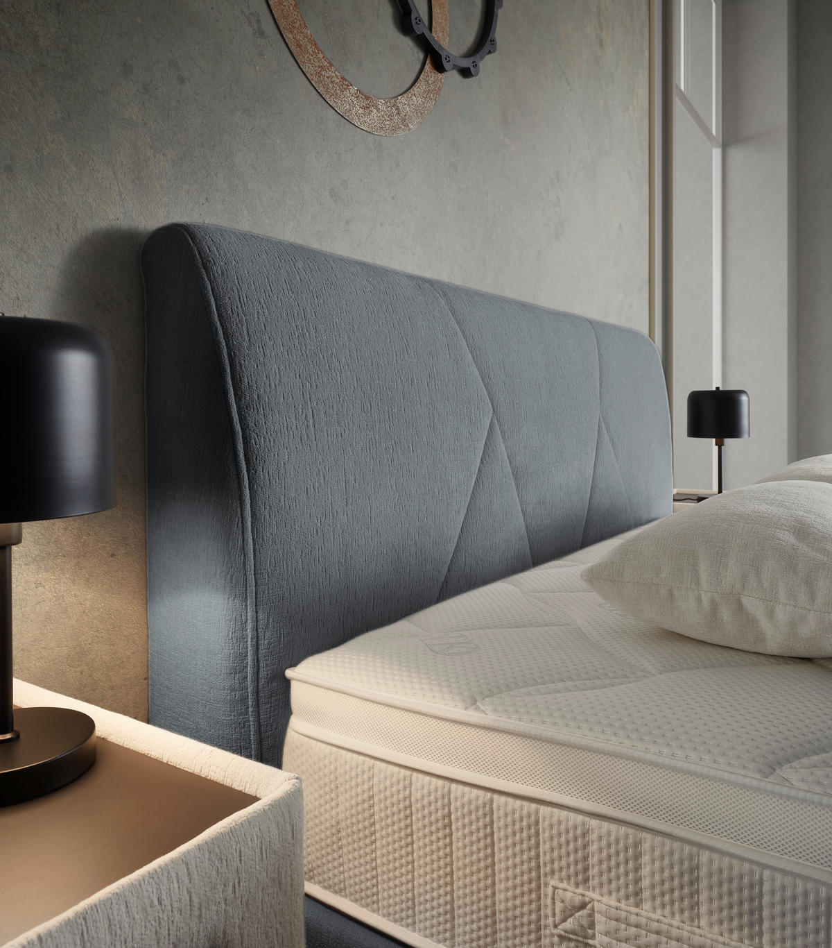BOXSPRINGBETT 160/200 cm,  in Grau, Topper, Matratzen, H2 + H2 = mittel  - Schwarz/Grau, Design, Kunststoff/Textil (160/200cm) - Dieter Knoll