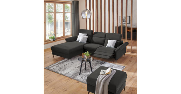 ECKSOFA in Echtleder Dunkelgrau  - Dunkelgrau/Schwarz, Natur, Leder/Metall (199/285cm) - Valnatura