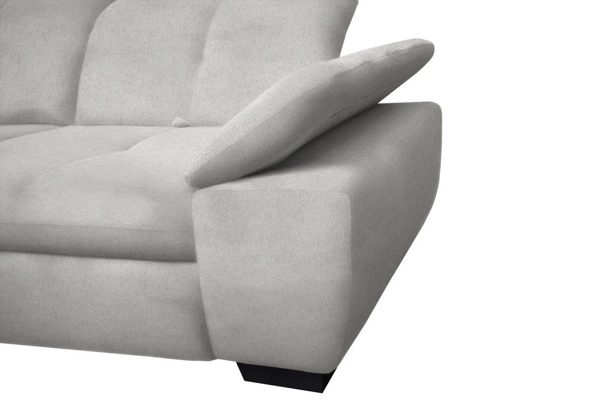 ECKSOFA Hellgrau Flachgewebe  - Hellgrau/Schwarz, Design, Textil/Metall (313/242cm) - Xora
