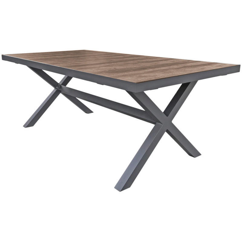GARTENTISCH 100/75/202 cm Metall, Keramik rechteckig  - Dunkelgrau/Braun, MODERN, Keramik/Metall (100/75/202cm) - Gardenson