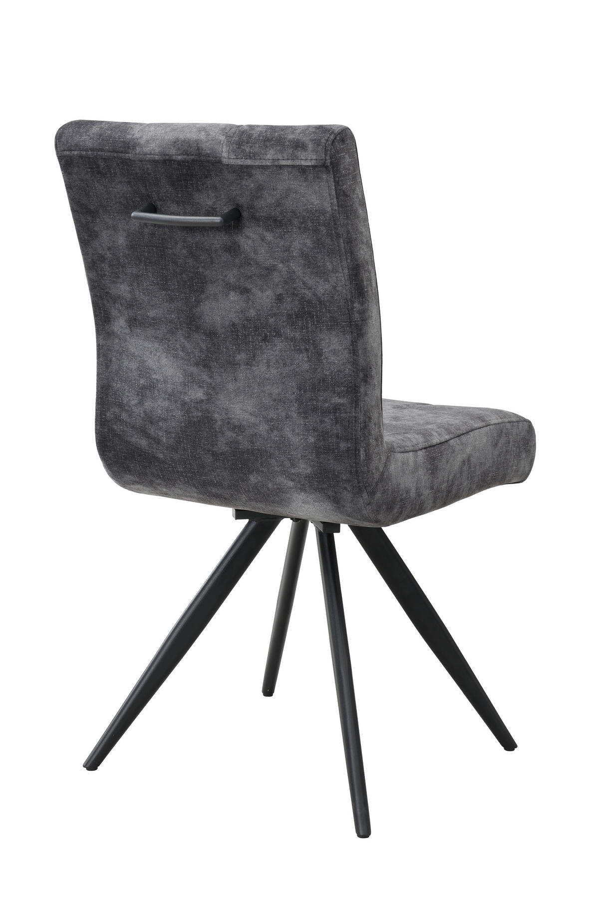 STUHL-SET 4 Stück erweiterbar, Sitzfläche 360° drehbar Samt, Mikrofaser  Anthrazit  - Anthrazit/Schwarz, MODERN, Textil/Metall (44/89/67cm) - P & B
